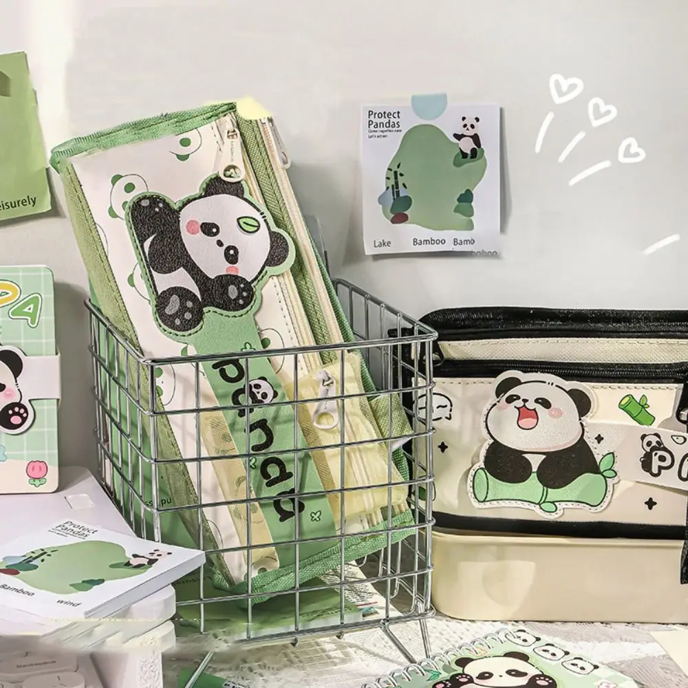 Bolsa para bolígrafos portátil Simple, bolsa de almacenamiento para bolígrafos de dibujos animados de gran capacidad, caja de lápices de lona para estudiantes