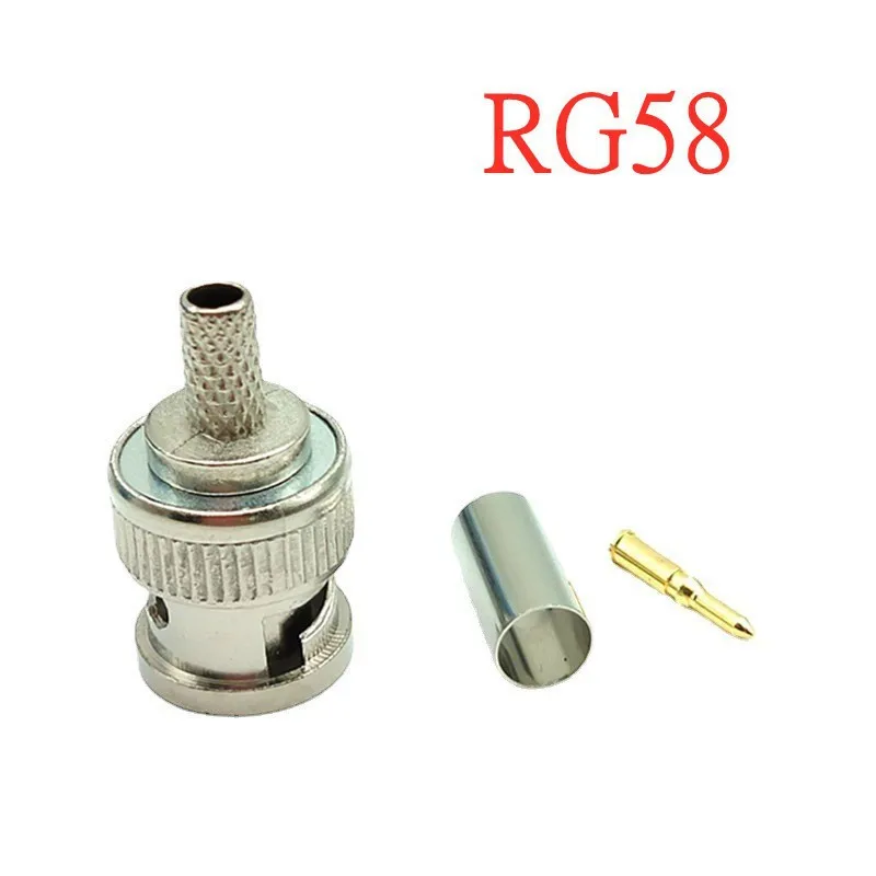 10PCS Copper Pin BNC Male Q9 Crimp Plug, 3-Piece BNC Connector Kit for RG58, RG59, RG6U Coaxial Cable