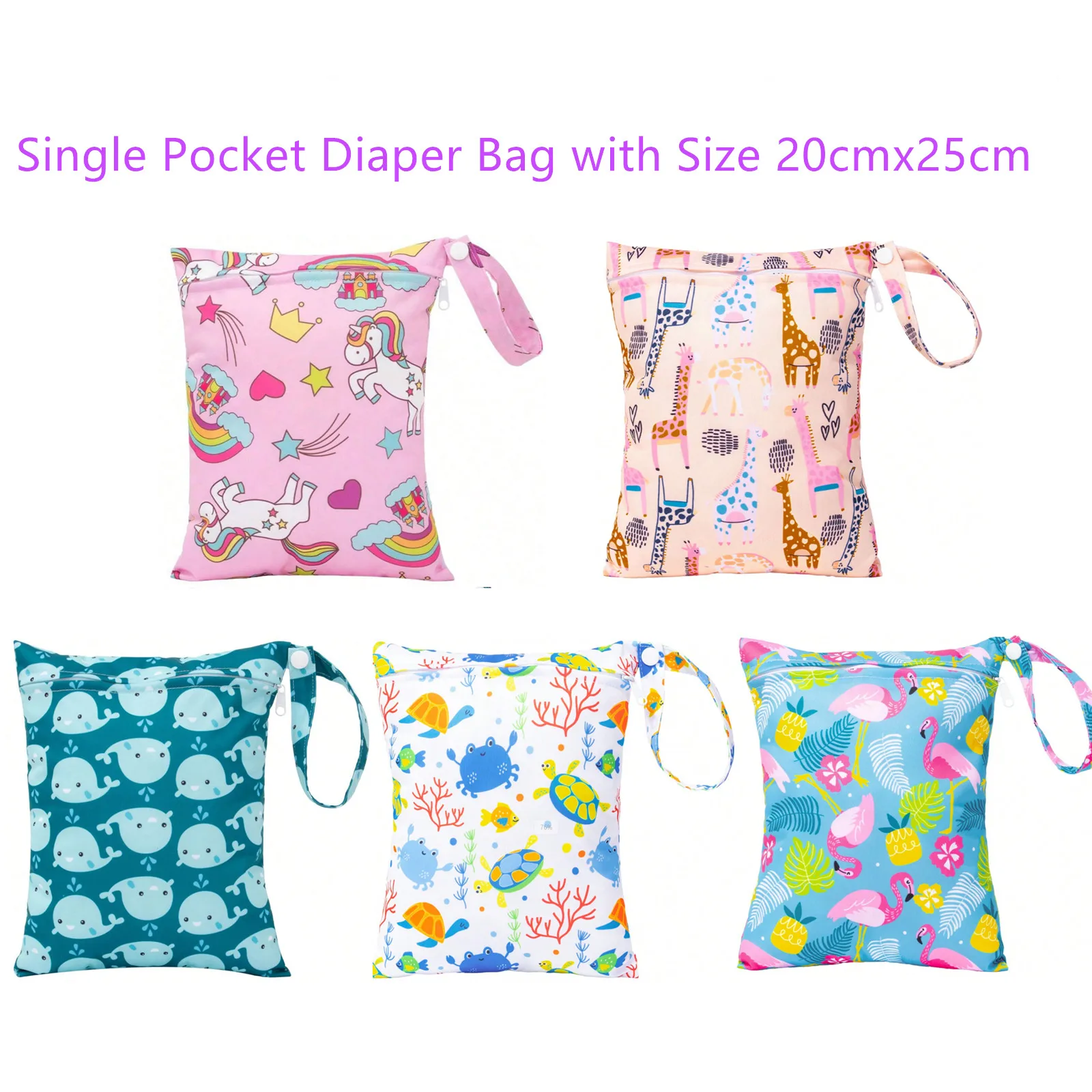 20*25CM 재사용 가능하고 휴대용 단일 포켓 기저귀 가방 방수 미니 기저귀 가방 기저귀에 대 한 다용도 헝겊 가방