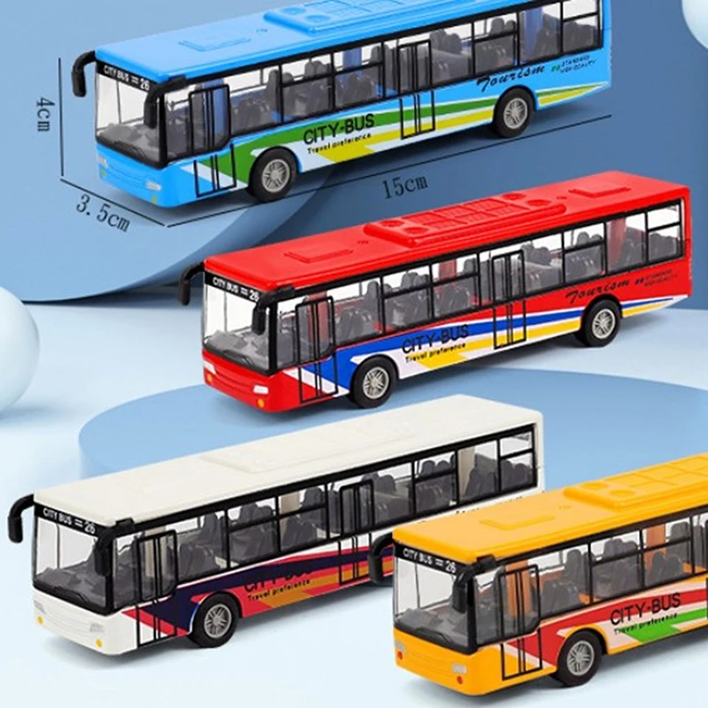 

1PCS Alloy Pull Back Bus Model 15CM Friction Powered City Bus Toy Car Diecast Vehicle Ornament
