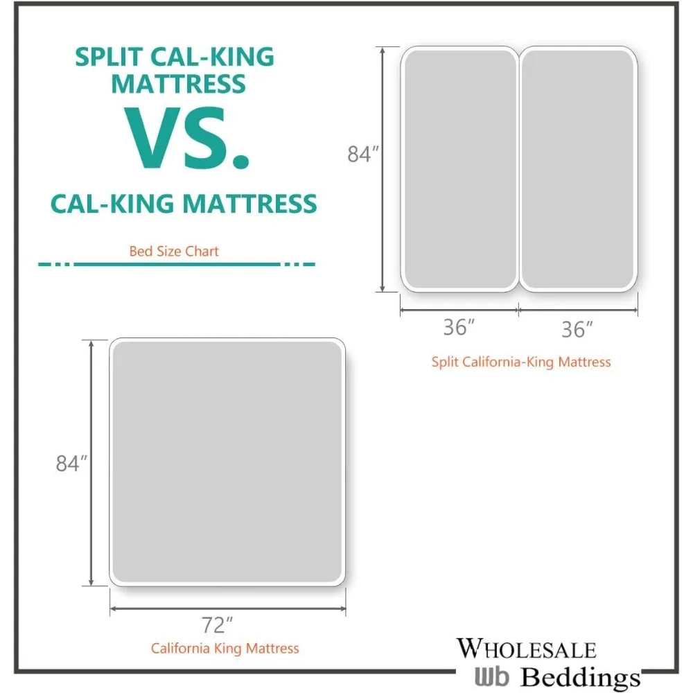 مجموعة ملاءات كينج كاليفورنيا المنقسمة مكونة من 5 قطع من القطن بنسبة 100% مكونة من 340 خيطًا لأسرة قابلة للتعديل #2