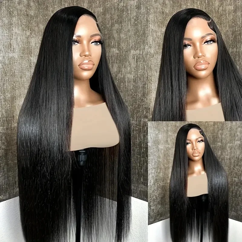 180 Density Bone Straight Lace Front Wig Brazilian  30 34Inch Transparent 13x6 HD Lace Frontal Human Hair Wigs For Women