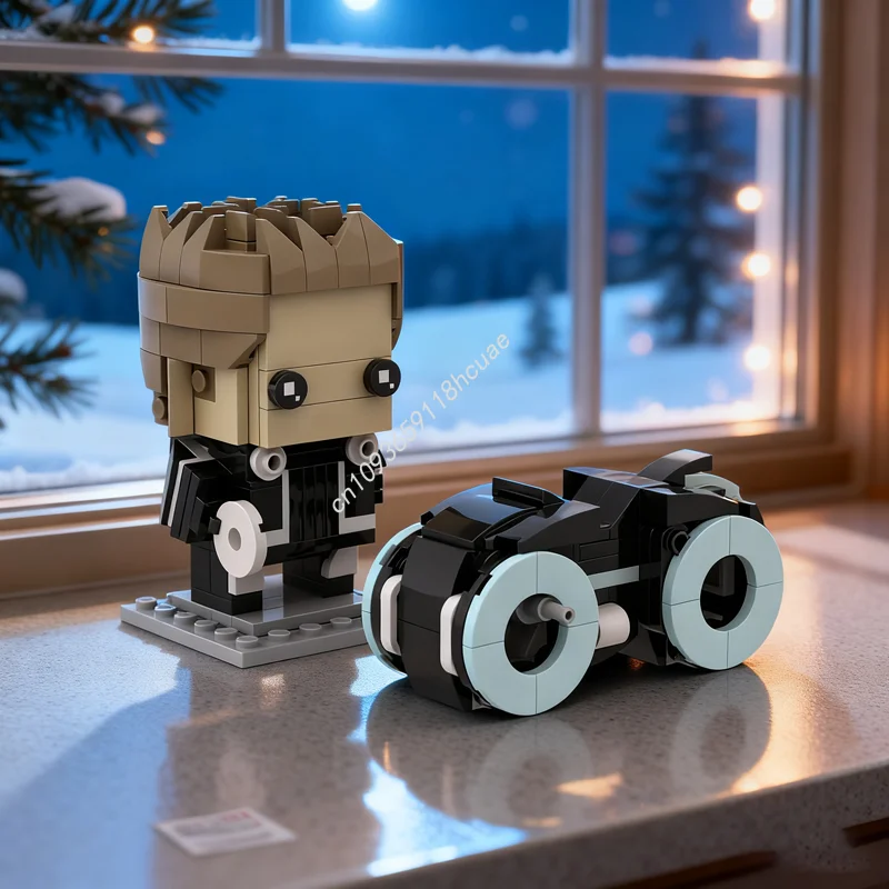 

259pcs MOC Sam Flynn TRON Legacy Light Cycle Brickheadzed Model Building Blocks Assemble DIY Christmas Gifts Idea Brick Toy Kids