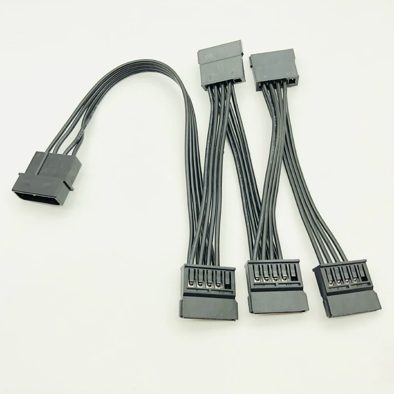 Btbcoin molex 4pin ide 1 a 5 sata 15pin disco rígido fonte de alimentação cabo divisor para diy pc cortar 4 pinos para 15 pinos de alimentação 60cm