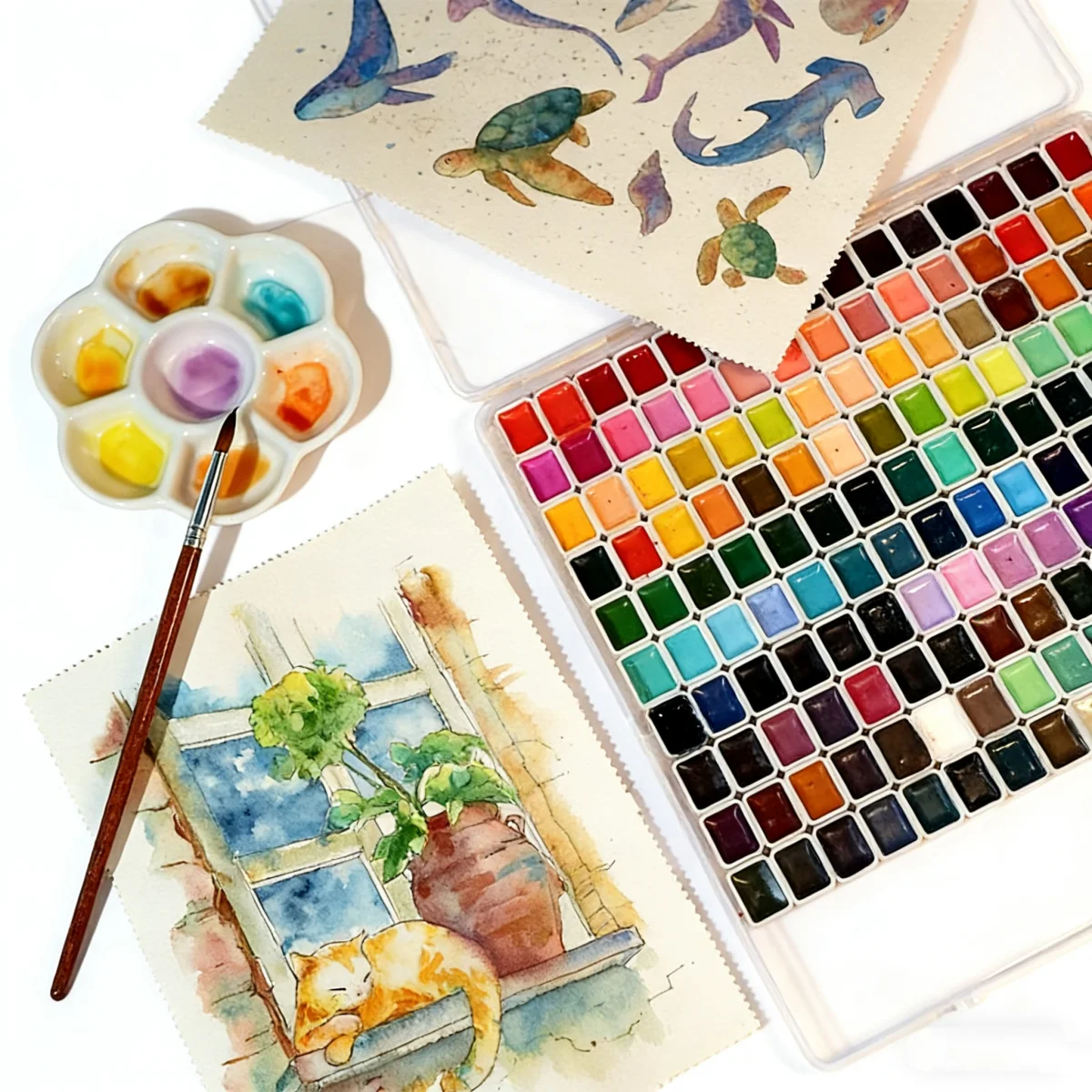 Pure Color Portable Figure Paint 24/36/48/60/98/150 Color Solid Watercolor for Beginners and Students to Paint