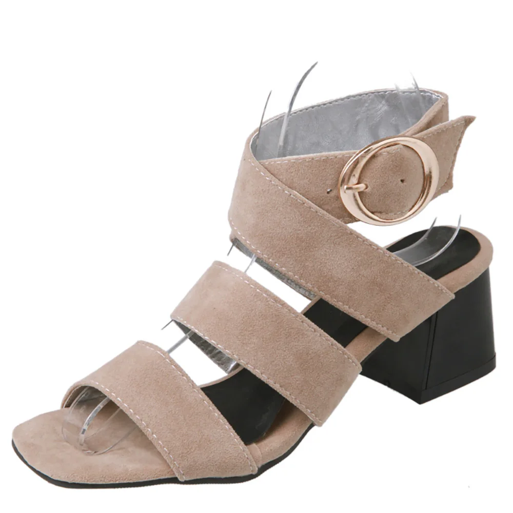 Brand New Summer Comfortable Brown Black Women Party Sandals Lady Dress Shoes Med Gladiator Heel HS93 Plus Big Size 10 43 45 47