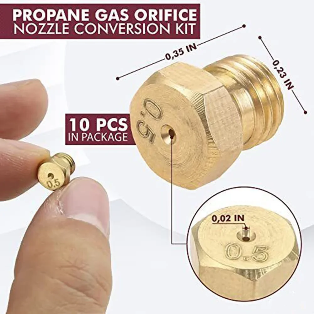 20Pcs Brass Jet Nozzle Propane Burner Orifice Kit Grill Replacement Parts Outdoor Cooking Equipment BBQ Tools & Accessories