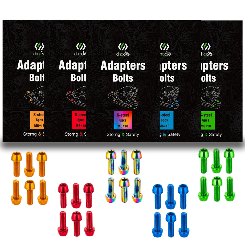 

6pcs Disc Brake Caliper Fixing Bolts M6*18mm MTB Bike Bicycle Screws Red/orange/color/green/blue Cycling Accessories Bicicleta