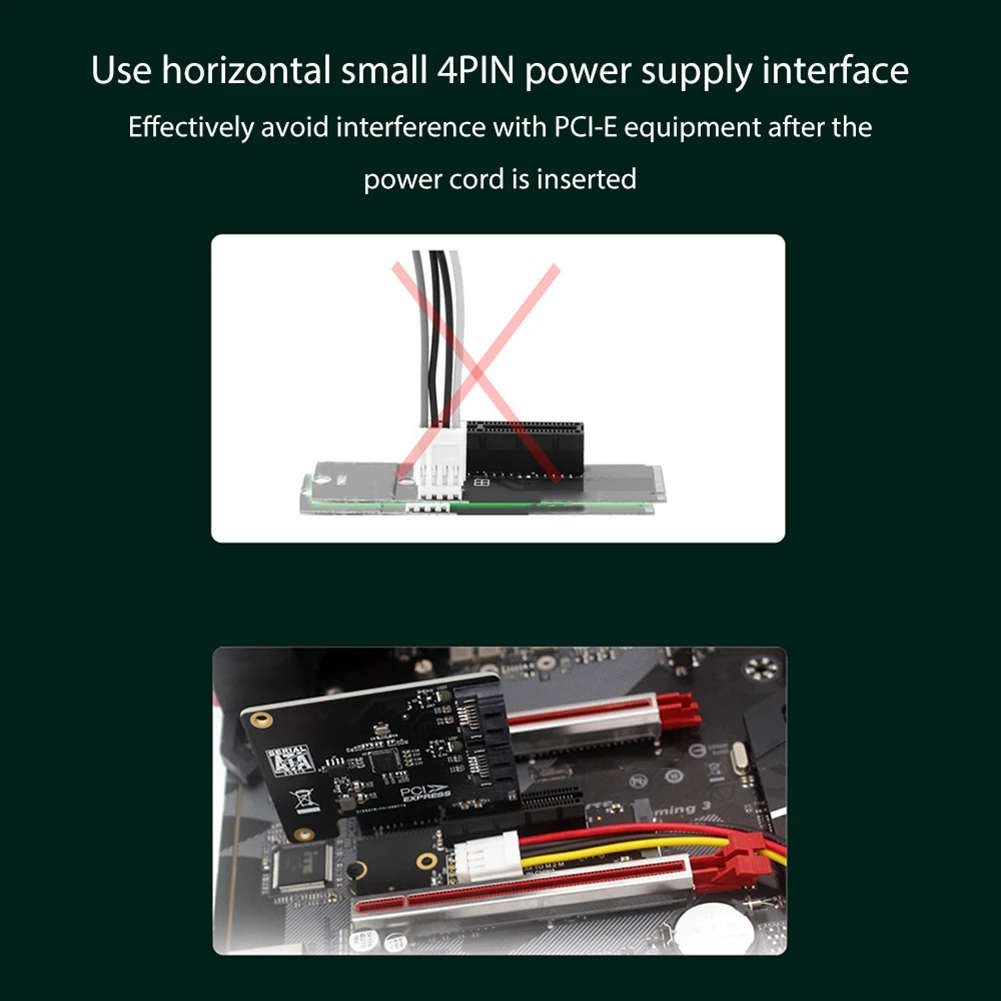 

Новый адаптер NGFF M.2 to PCI-E 4X Riser Card M2 M Key to PCIe X4 со светодиодным индикатором SATA Power Riser для майнинга биткойнов