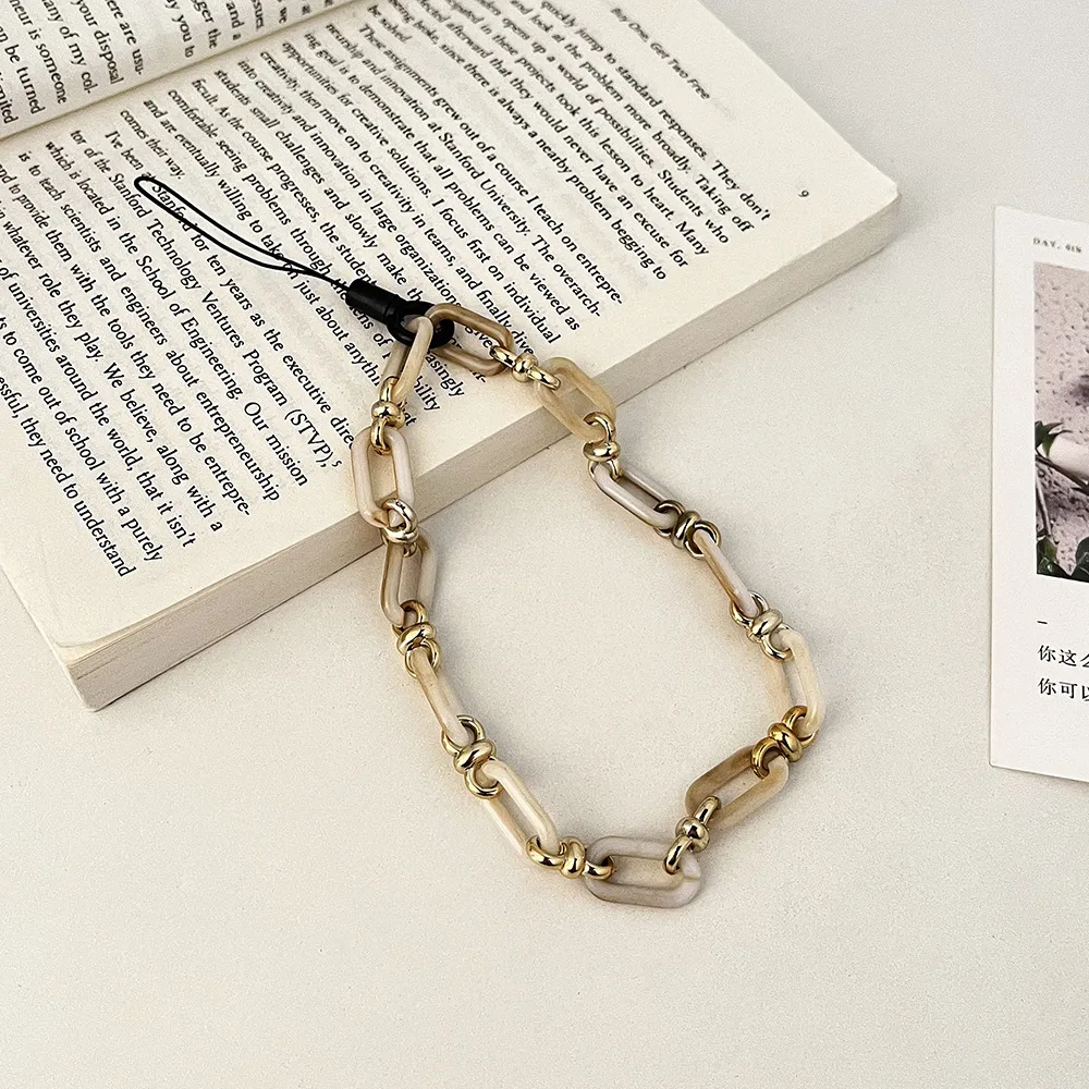 Trendy Acrylic Phone Chain Elegant Anti-lost Mobile Phone Cord Colorful Phone Wrist Strap Cellphone Accessories Jewelry Gift