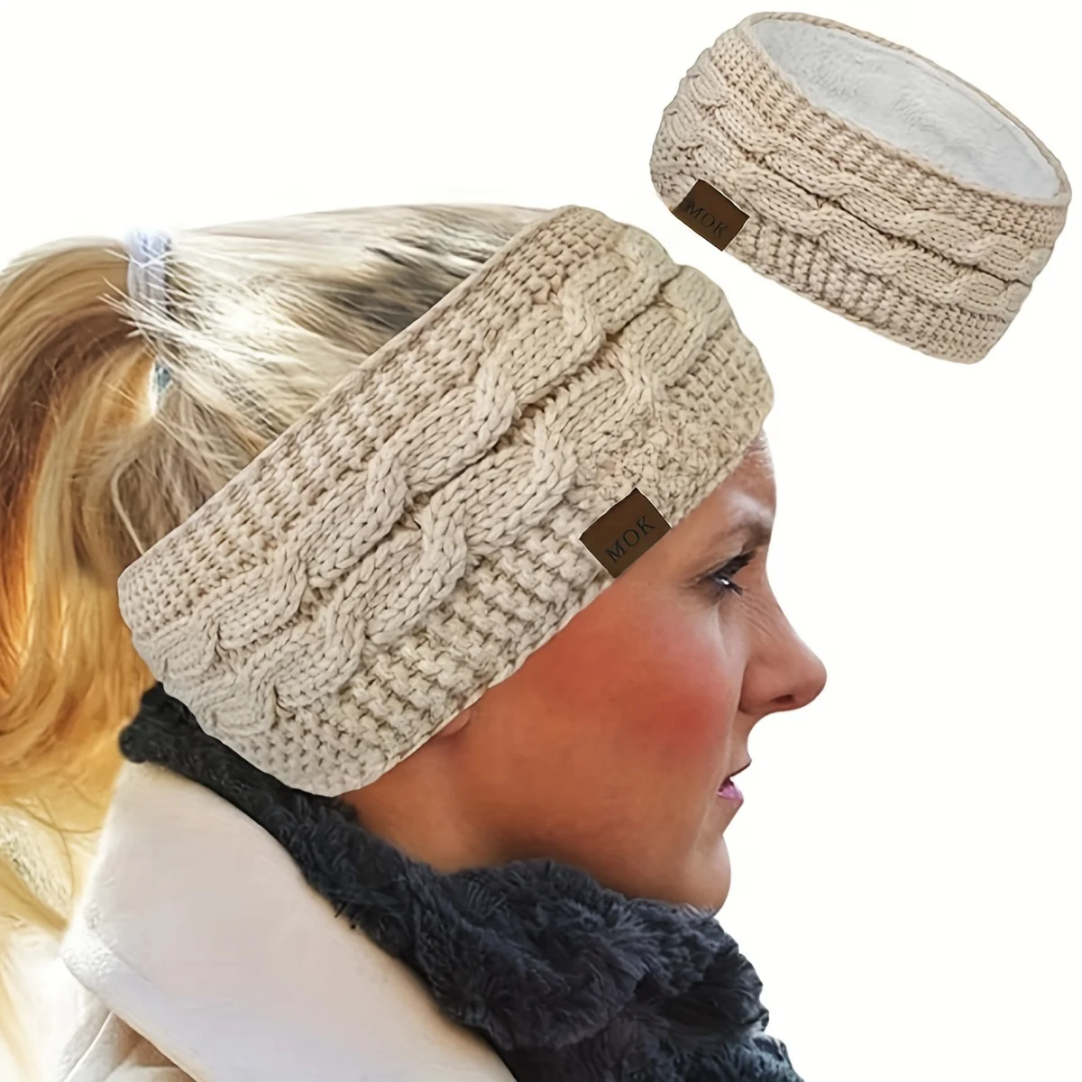 Winter Cycling Headband Windproof Thickened Plush Ear Protecton Headwear Women Outdoor Sport Running Earmuffs Knitted Hairband