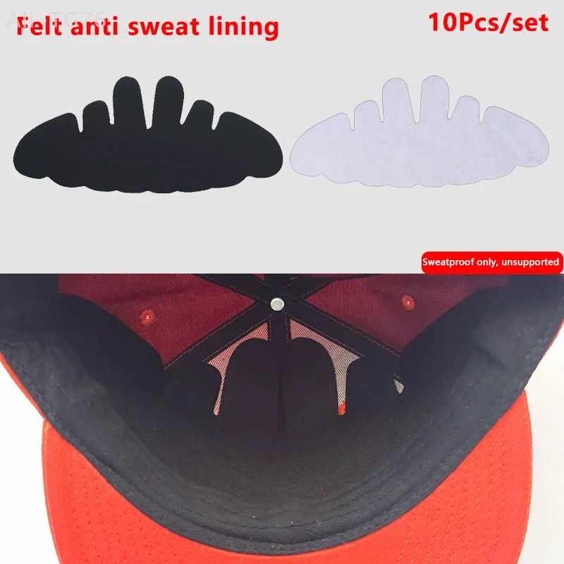 10Pcs Sweat Liner Shields Absorbing Pad for Baseball Golf Cap Men Women Stain Protector Bands Prevents Moisture Comfortable Fit