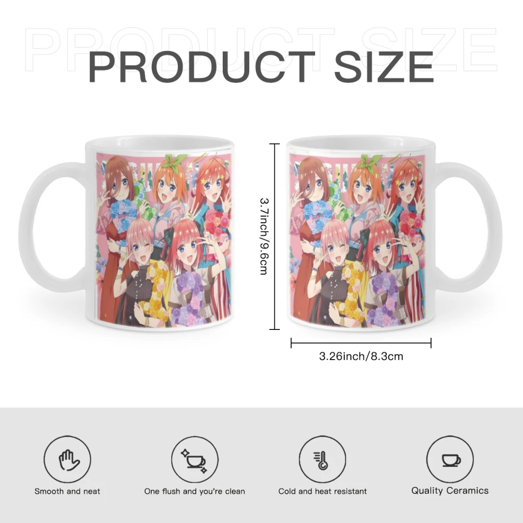 The Quintessential Quintuplets Cartoon Milk Mocha Cup Coffee Tea Cup Cute Animal Breakfast Dessert 11oz Milk Water Cup Gift