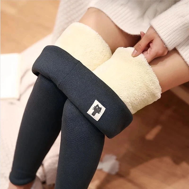 Women Solid Comfortable Stretchy Winter Women Leggings Fleece Lined Velvet Keep Warm Pants High Waist Leggings Thermal Plus Size