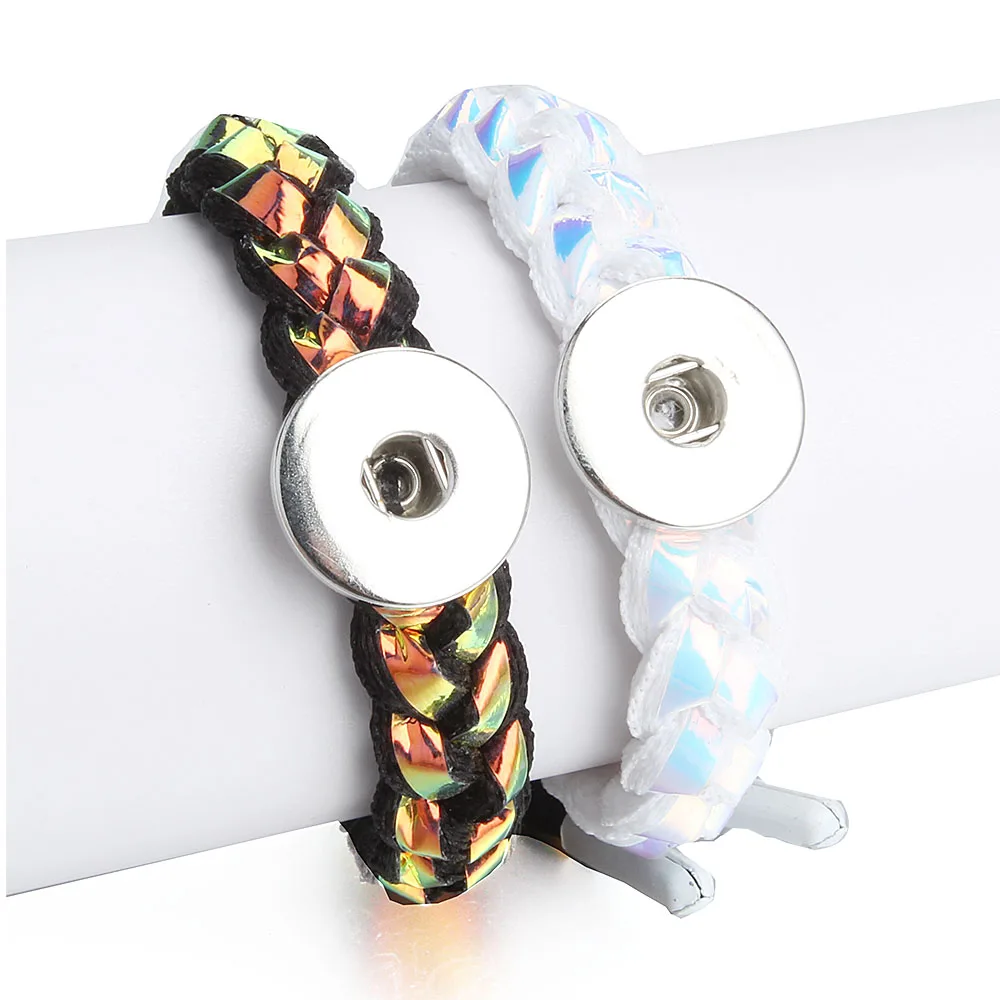 Snap Jewelry Adjustable Braided Shoelace Snap Bracelet fit 18mm Snap Button Handmade Snap Knit Shoelace Bracelets