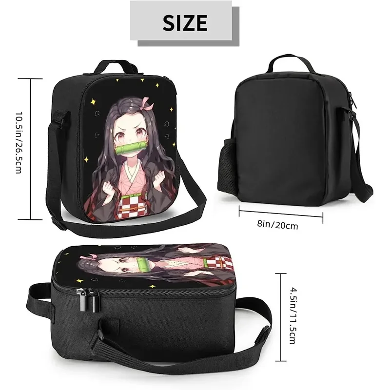 Cartoon Nezuko Lunch Box for Women Boys Girls Insulated Lightweight Tote Bag Large Capacity Cooler Bag for School Work Picnic