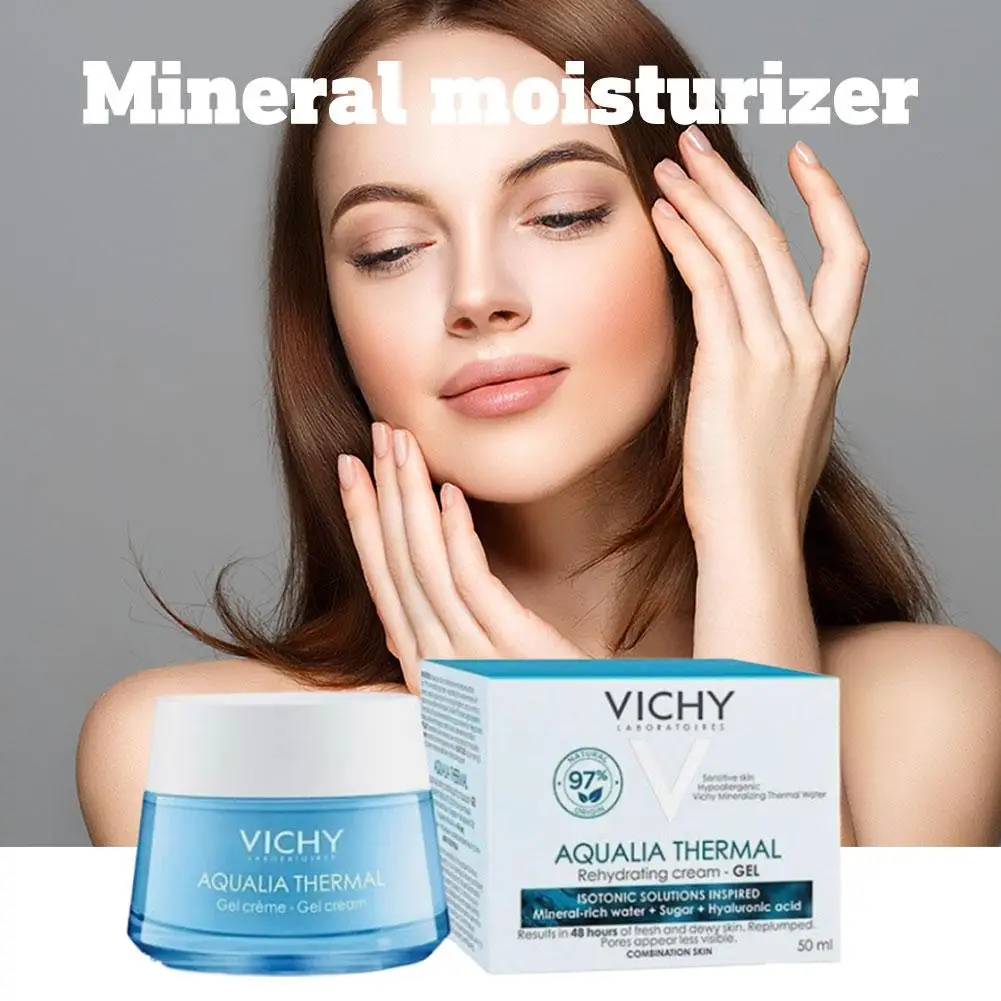 كريم معزز للرطوبة من VICHY 72H حمض الهيالورونيك + كريم وجه مرطب من النياسيناميد للبشرة الحساسة مرطب يدوم طويلاً