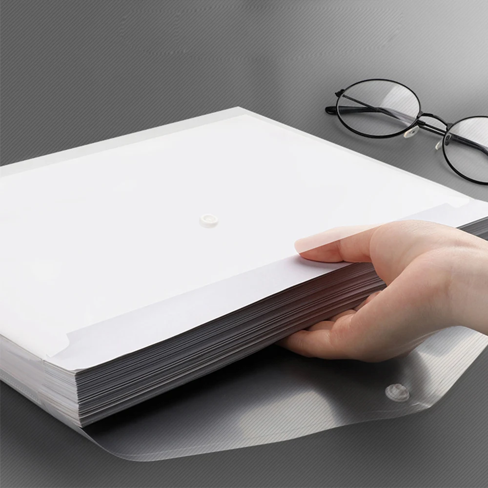 5Pcs Color A4 Plastic Snap Closure File Pouch, Writeable Label Transparent Organizer for Contract Receipt Homework Storage Bag