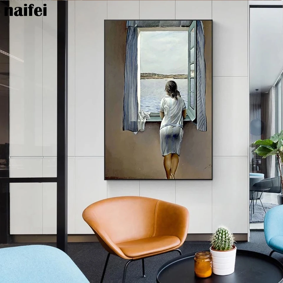 Salvador Dali Woman at The Window 5D DIY Diamond Embroidery moaic Wall Art Picture Full Square Round Diamond Painting Home Decor