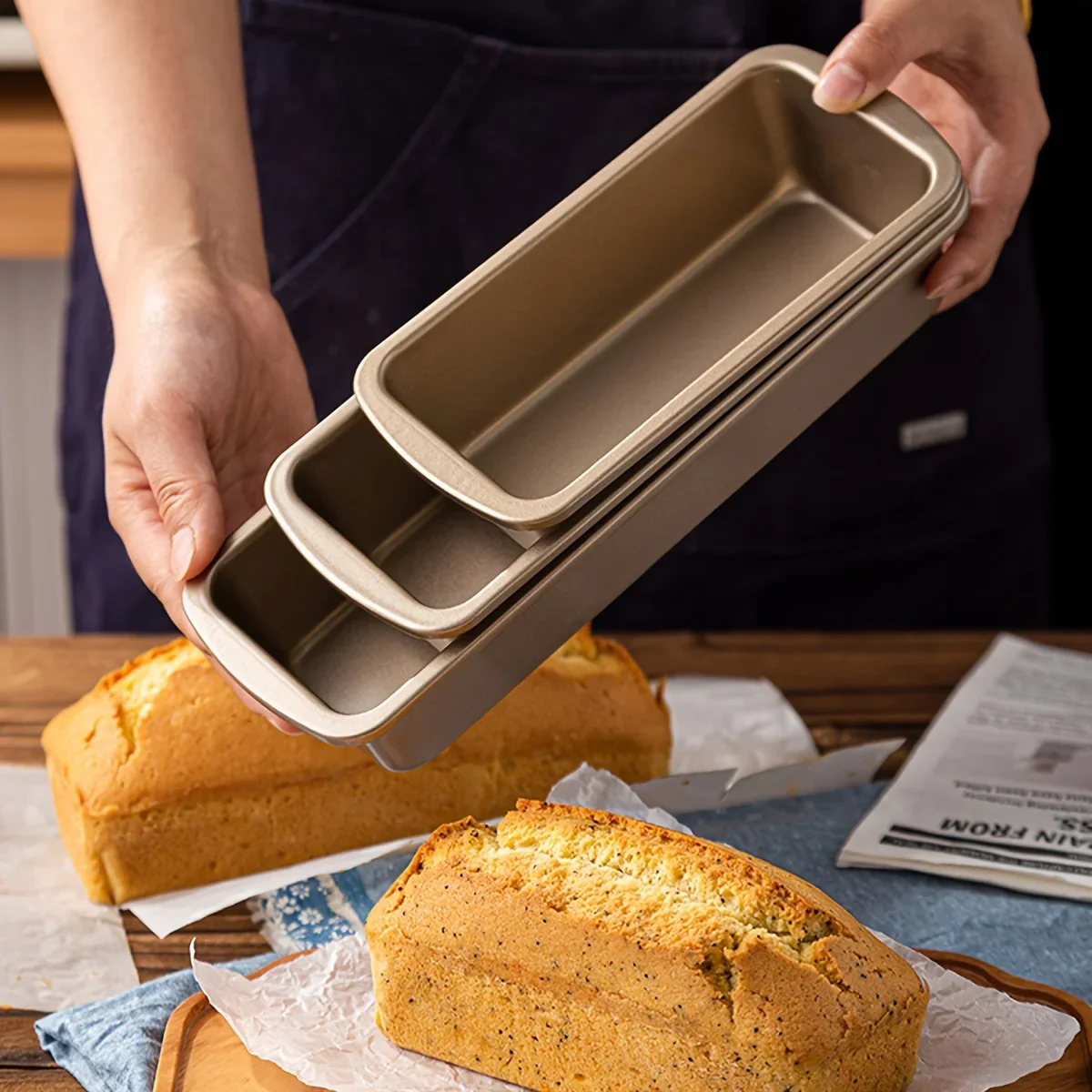 1pc Pound Cake Mold, Long Strip Toast Bread Mold, Non-Stick Bread Box, Baking Tray, Home Tool for Oven Use