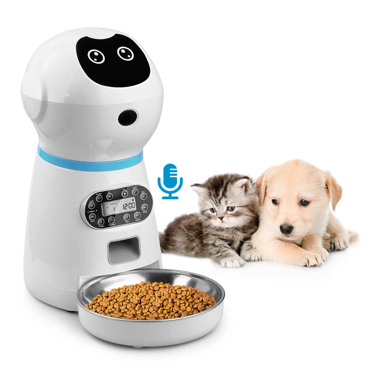 Petwant Hot Selling 3.5L Automatic Pet Feeder Robot Design Voice Record Dog Cat Pet Bowls Smart Pet Feeder