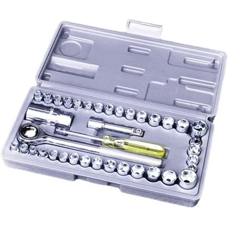 40 peças de ferramentas de combinação para automóveis motocicletas chaves de catraca pão ferramentas de manutenção multifuncional chaves de soquete