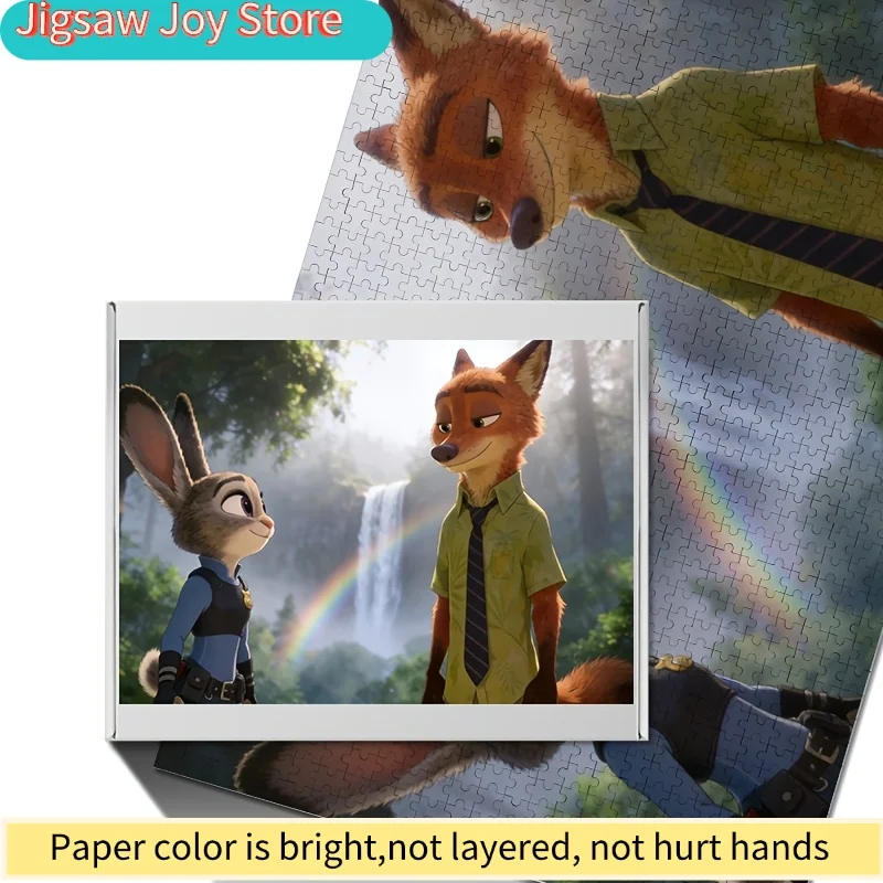 Puzzle da 1000 pezzi Disney Zootopia Judy Hopps e Nick Wilde con poster |   Rompicapo ad alta difficoltà, per adulti, regalo di compleanno, creativo