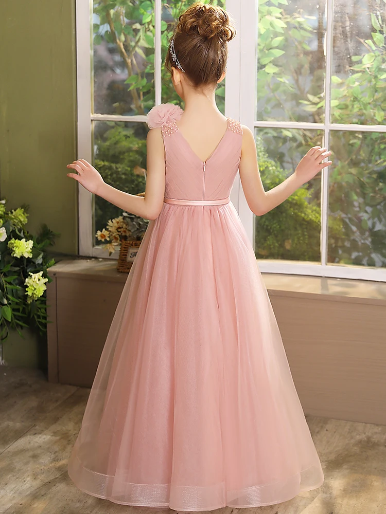 YZYmanualroom Children's birthday pompadour dress Girls small host piano performance Junior bridesmaid dress/can be customized