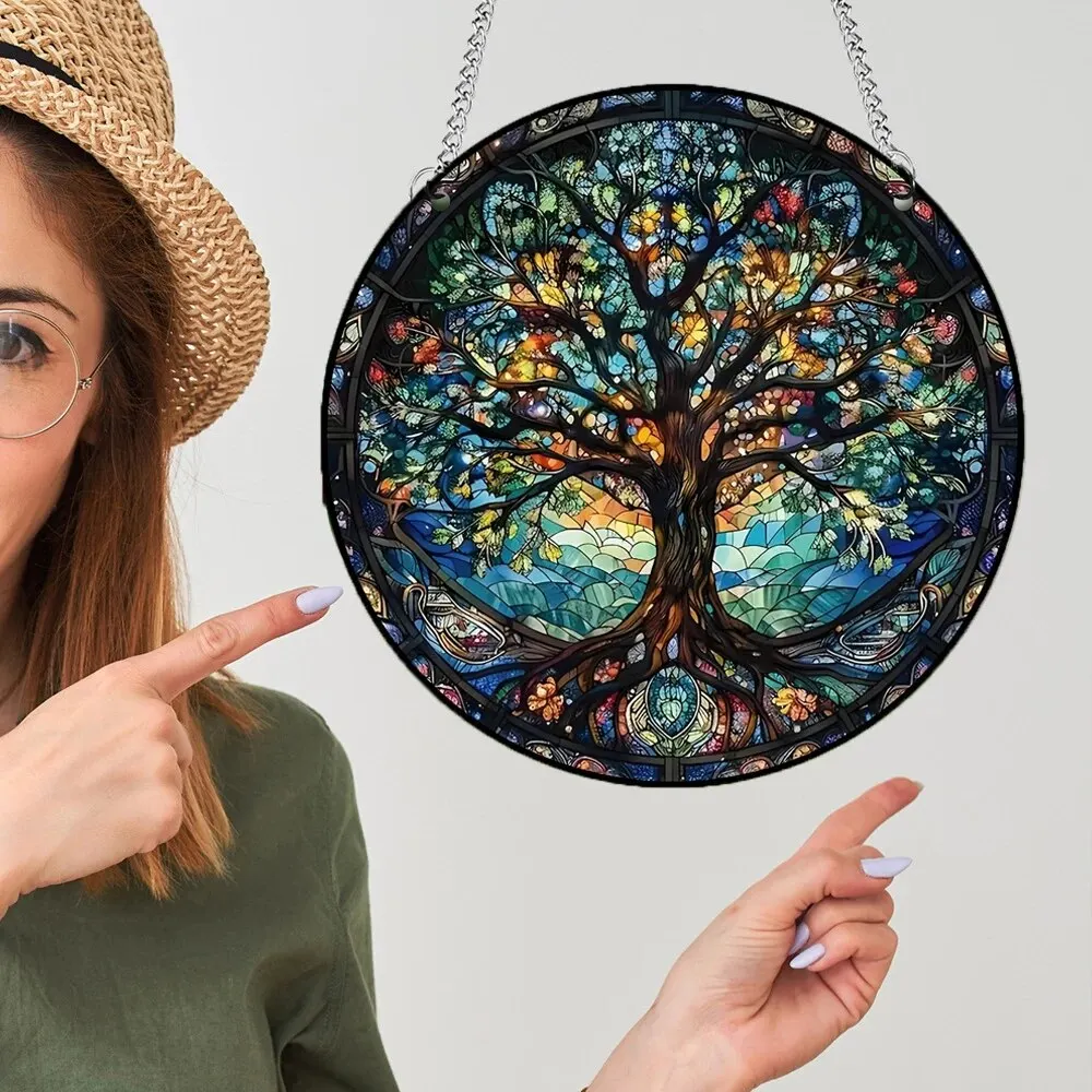 1Pc Acryl Muur Opknoping Veranda Decoratie Vakantie Decoratie Geschilderd Raam Opknoping Ornament Rond Bord.