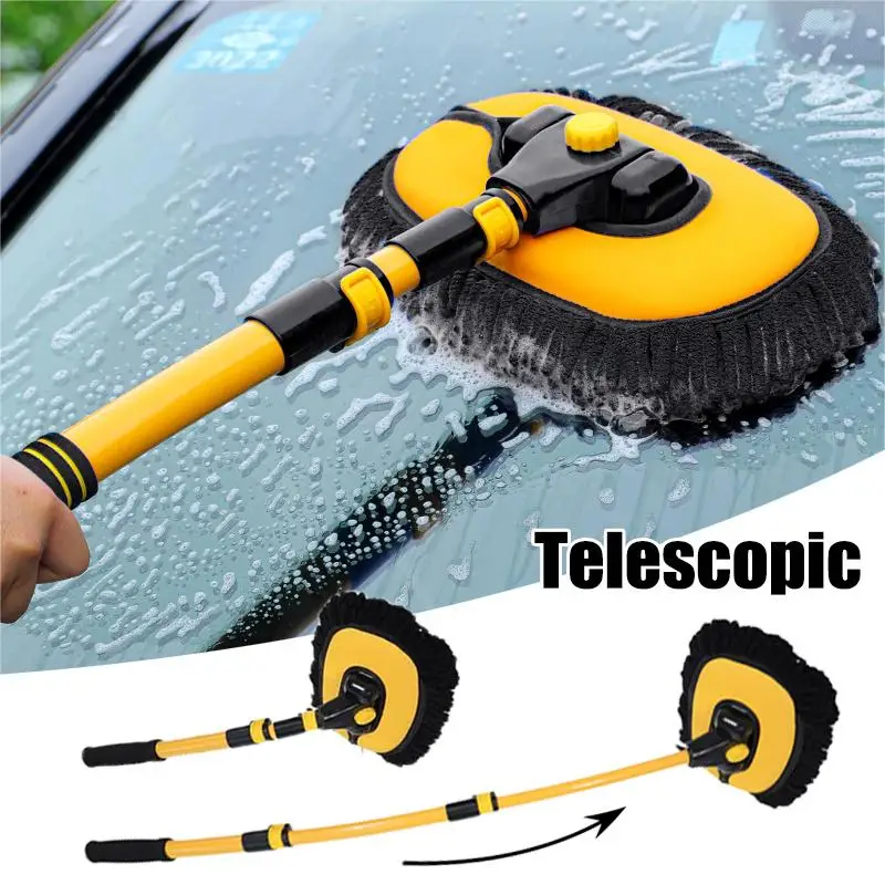 New Car Wash Mop Cleaning Brush Telescoping Long Handle Cleaning Mop Retractable Bent Bar Car Wash Brush Car Cleaning Tools 