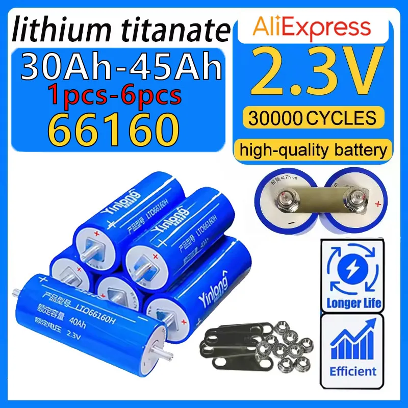 100% Original Silver Dragon 2.3v 45Ah Lto 66160 Lithium Titanate Battery DIY 12V 24V 48V Solar Speaker Car Rechargeable Battery