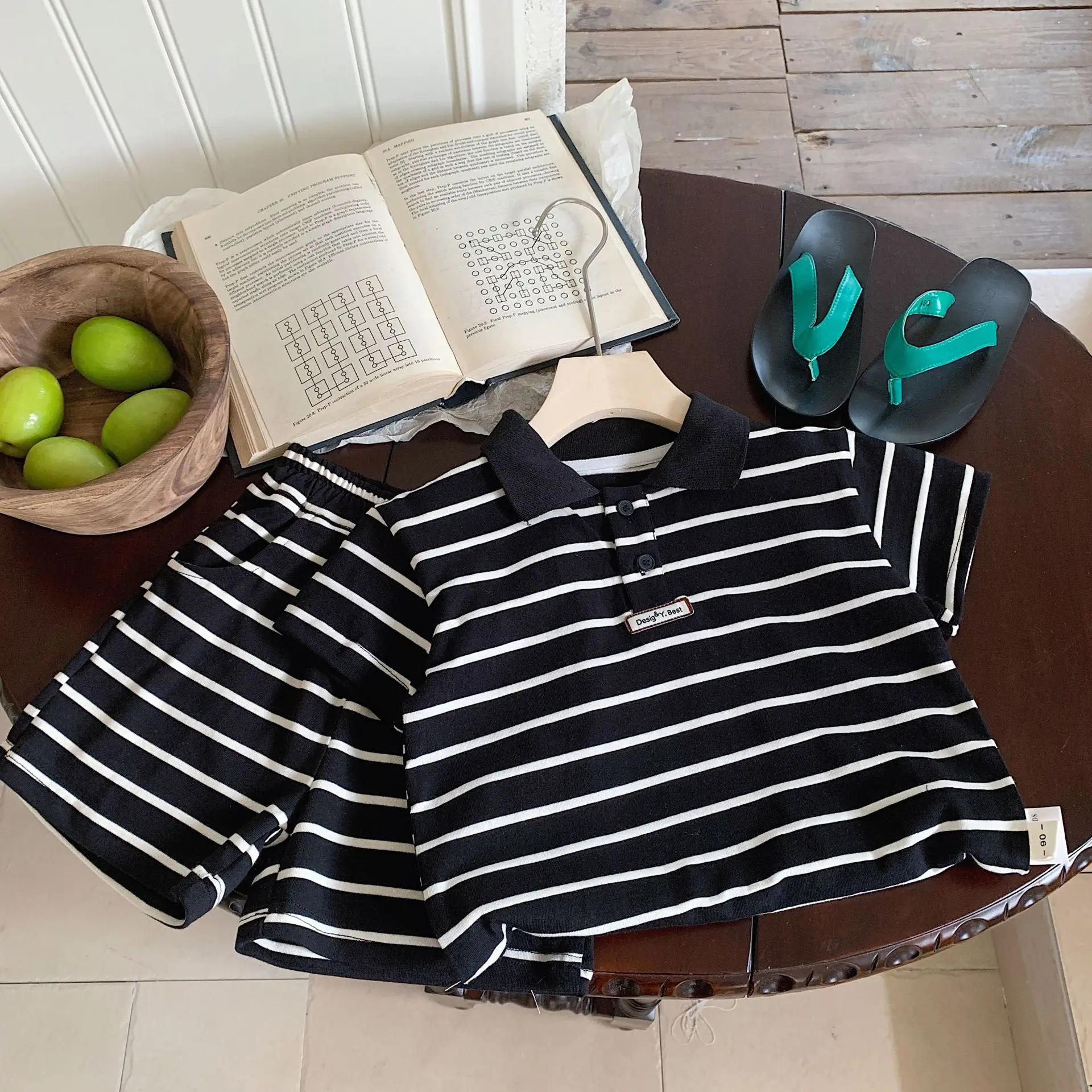 Children Clothes Suit 2024 Summer New Boy Striped Casual Fahsion Shirt Top and Shorts Children Two-piece Fashion 2-piece Set