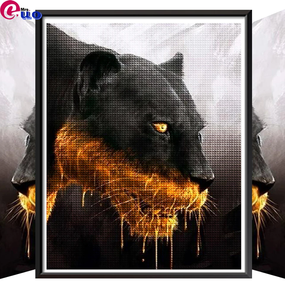 Leopard Diy Diamond Painting Full New 5D Black Panther Full Diamond Embroidery Mosaic Animals Cross Stitch Kits Home Decoration