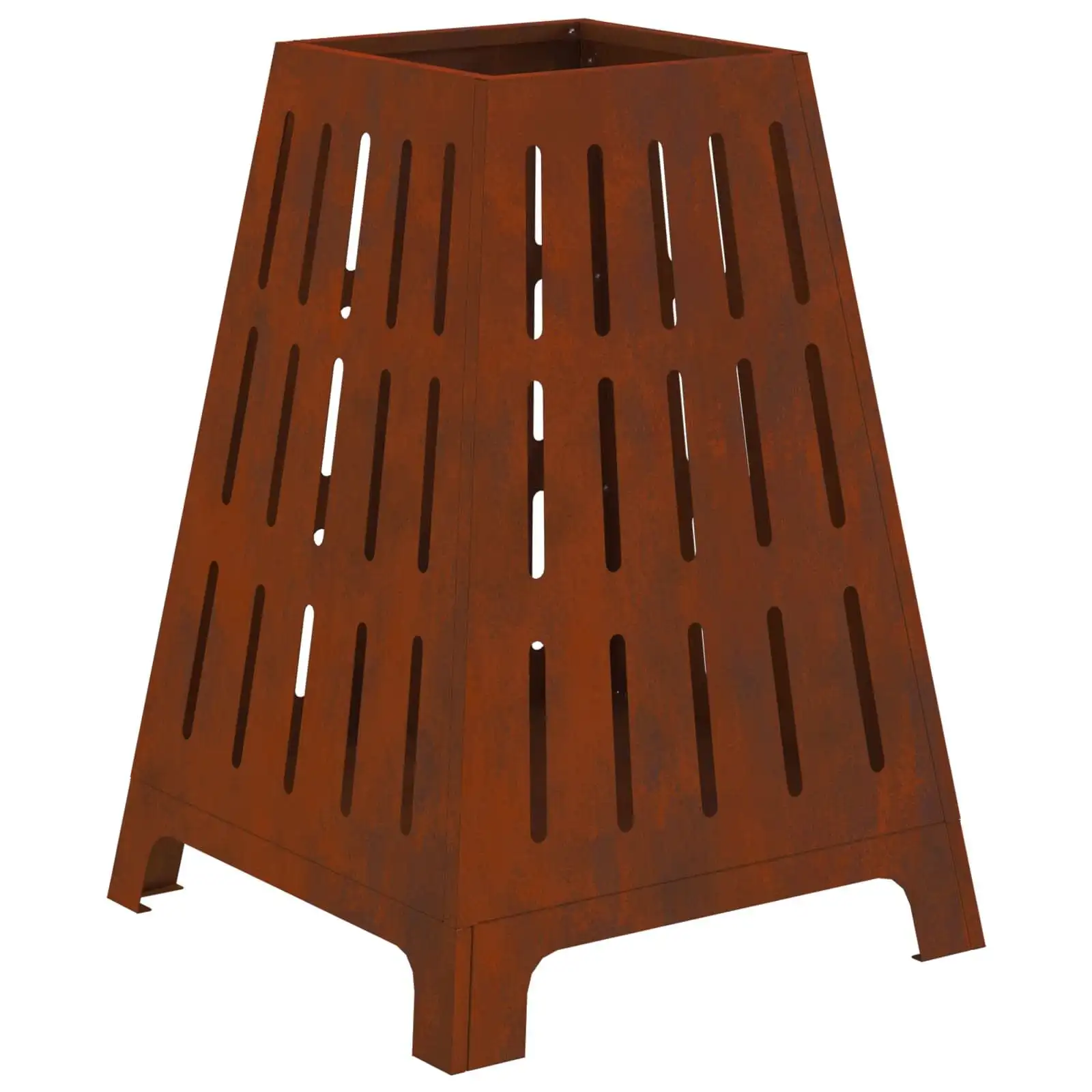 vidaXL Brasero d'extérieur en acier patiné effet rouille, 50x50x70 cm, pour jardin, patio, cour, soirées barbecue et rassemblements