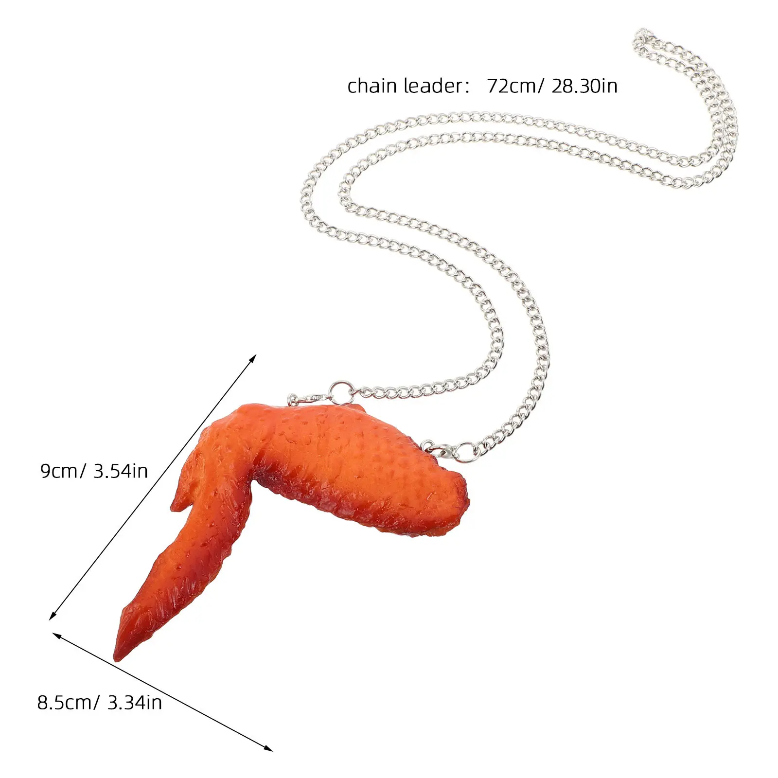 Chicken Wing Necklace for Women 3D Simulation Fried Chicken Pendant Food Ornament Hip Hop Decoration Funny Jewelry Party