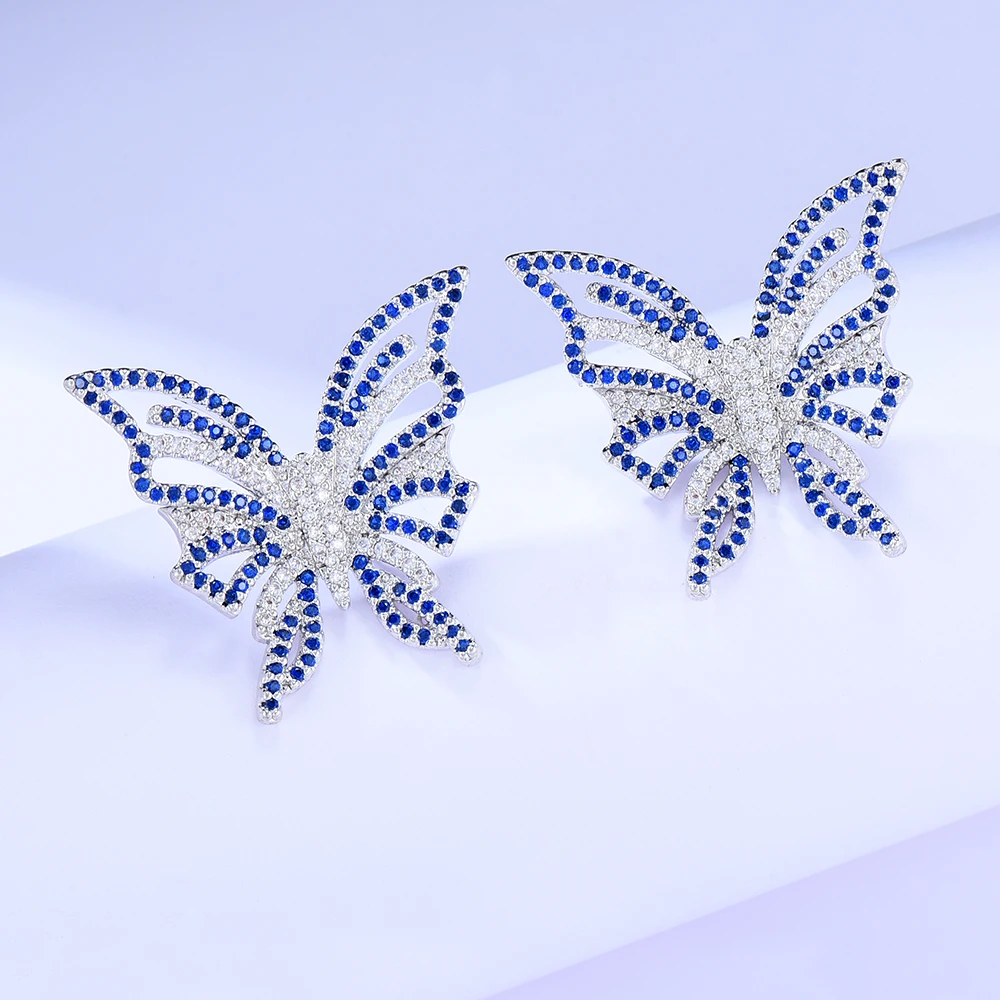 

Soramoore Ins Facebook Sweet Romantic Shiny CZ Big Butterfly Earrings For Women Wedding Bridal Jewelry aretes de mujer modernos