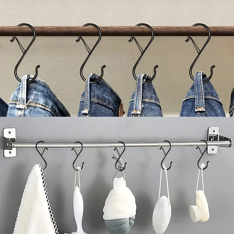 20Pcs Stylish & Durable S-shape Hanger Hooks Multifunctional Kitchen Home Enduring Organizer Windproof Load-Bearing Metal Hooks