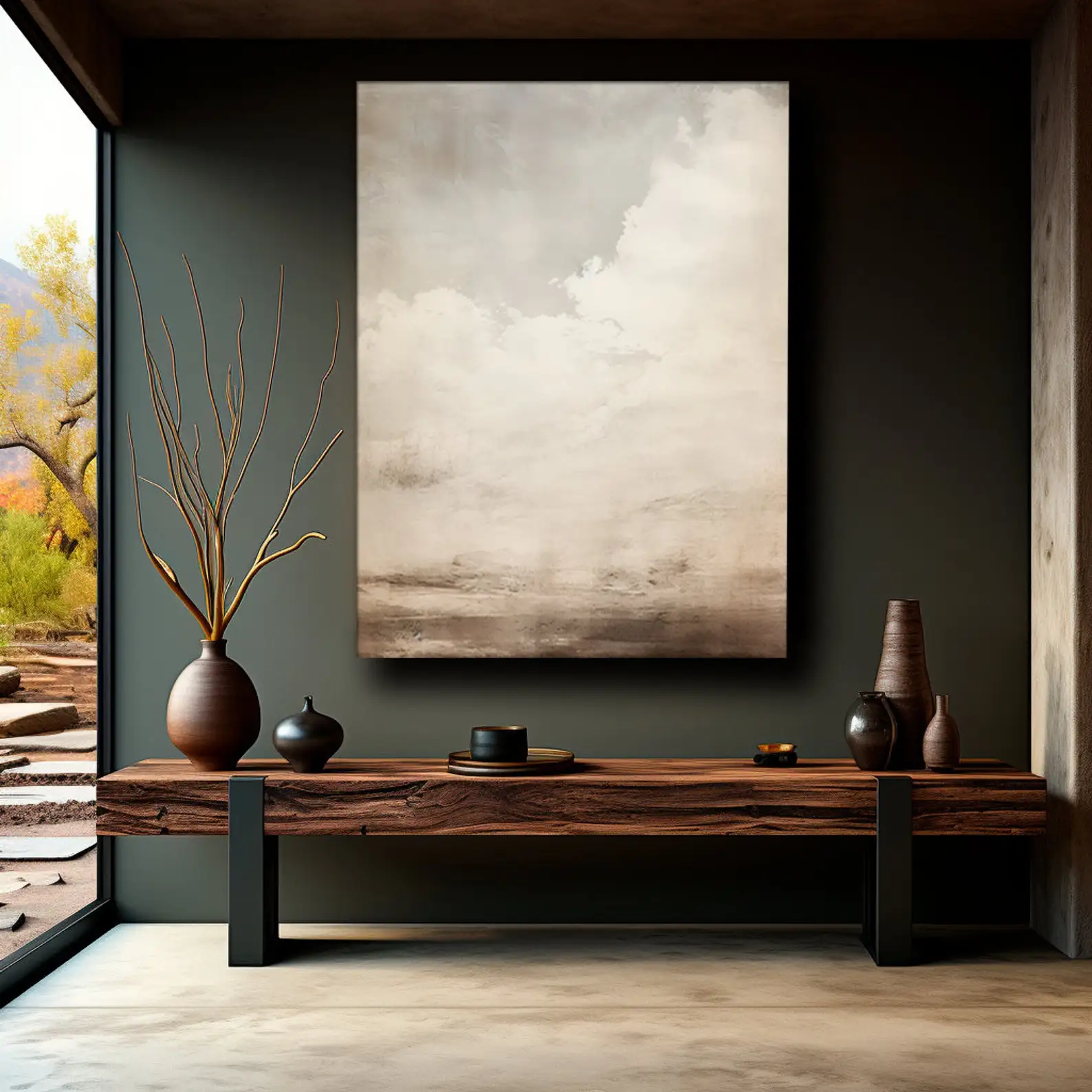 

Оригинальная абстрактная картина маслом в бежевых тонах от Mhemyo, минималистичный скандинавский стиль, современное настенное искусство для гостиной или декора дома.