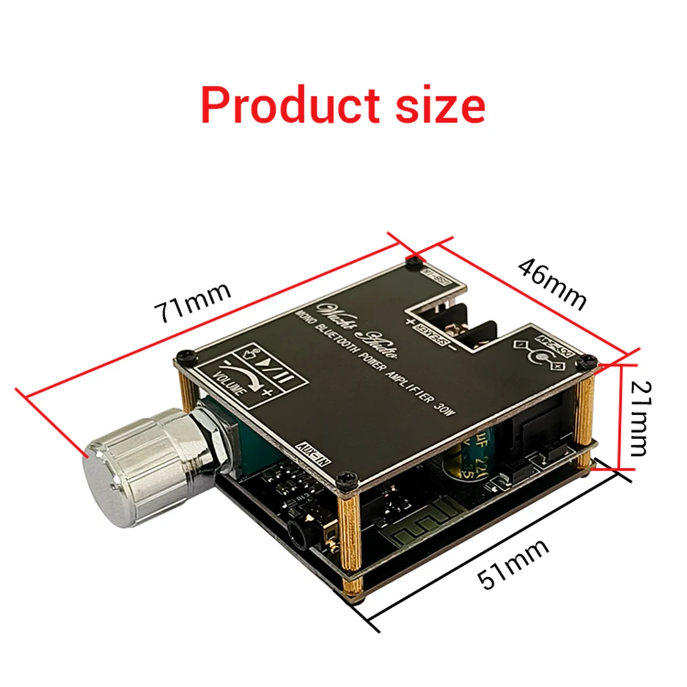 ZK-301B 30W Audio Amplifier Board DC9-24V Bluetooth 5.3 Mono Channel Audio AMP Board with True Wireless TWS Matching Box