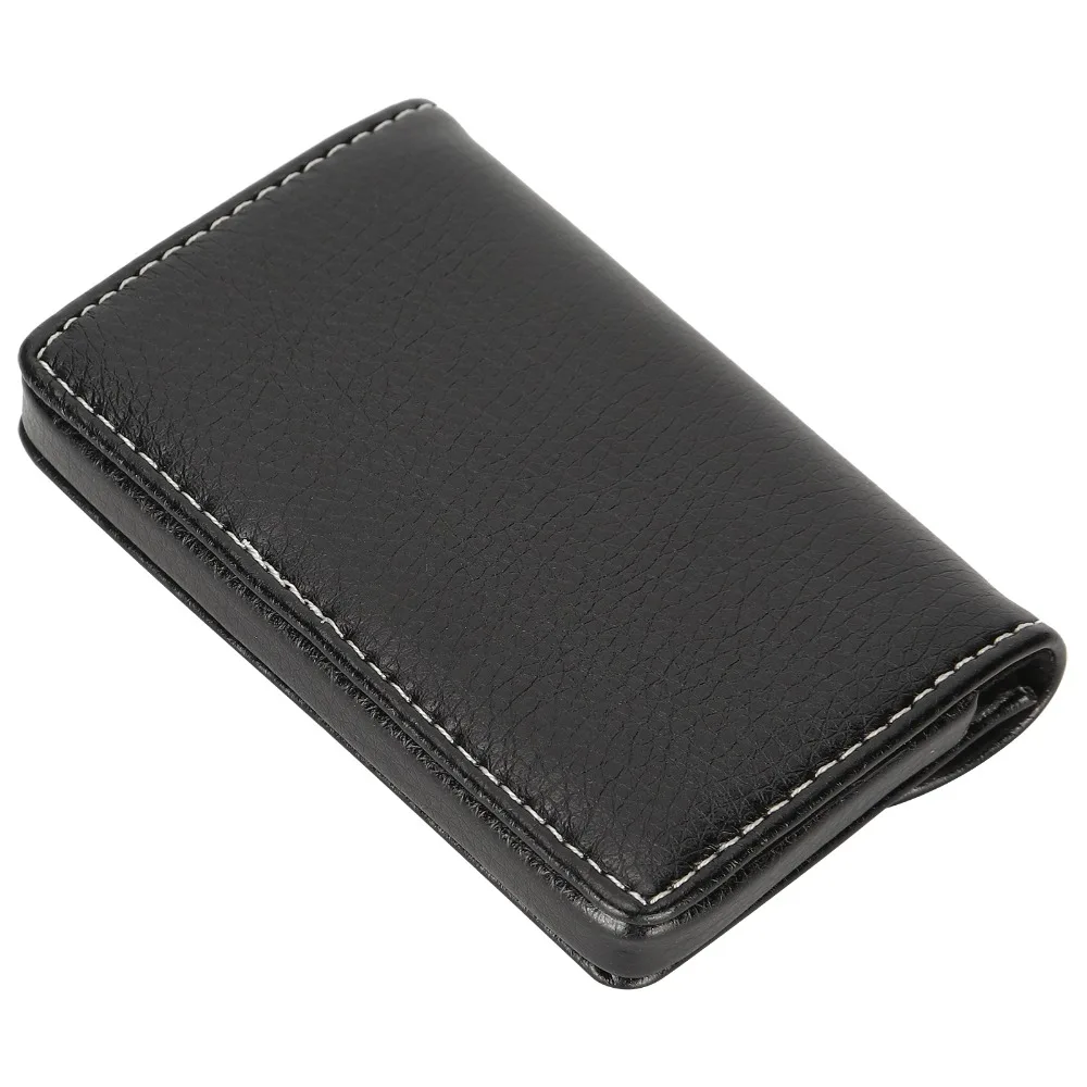 Elegant Leather Business Card Holder Litchi Texture Semi Circular Card Box Invisible Closure Magnetic Leather Holder Office Use
