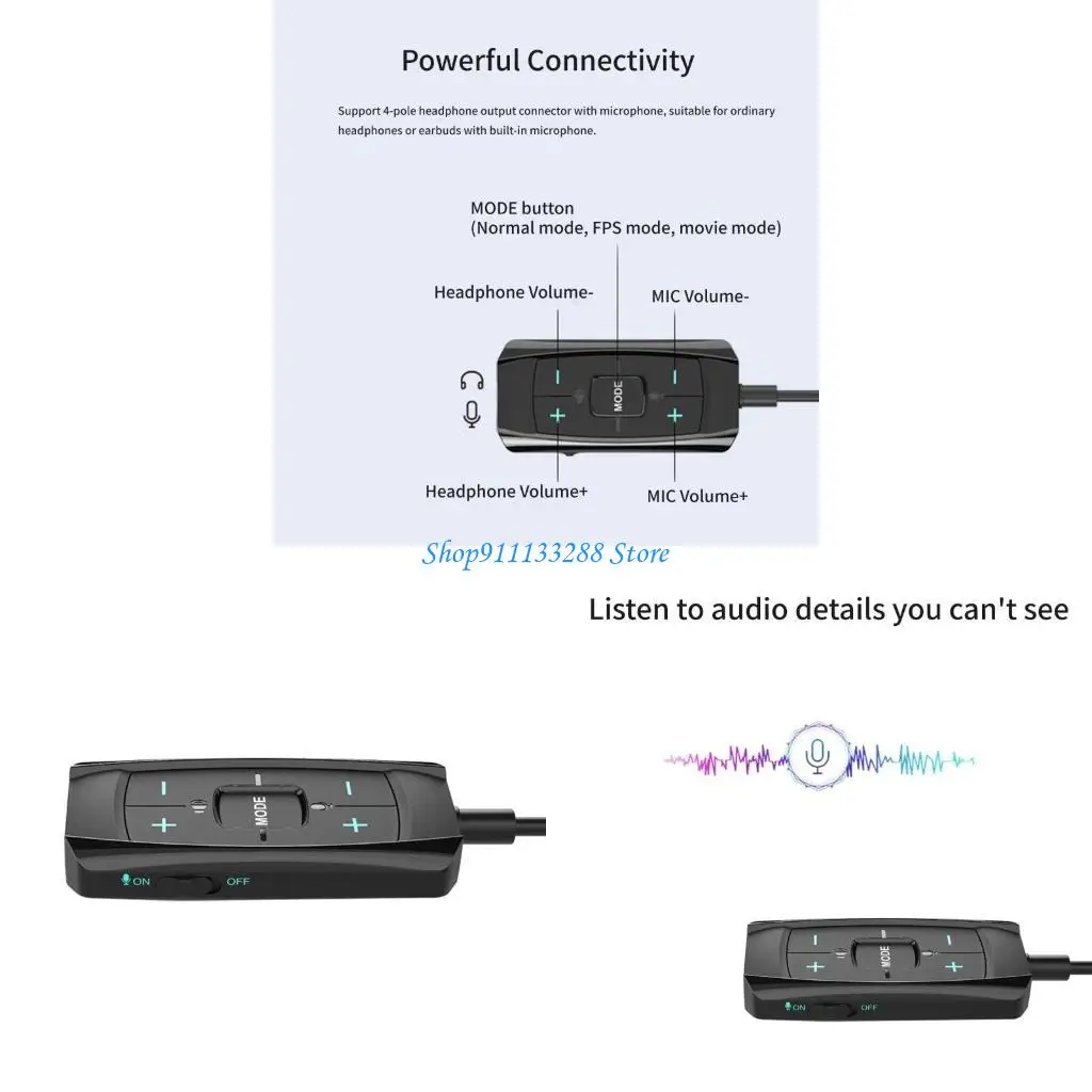 

G88D Virtual 7.1 Surround Sound USB Auditory Adapter with Quiet Control for Gaming Headsets, PC Wide Compatible
