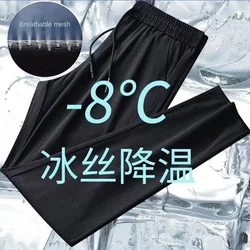 Ice Silk Pants Men's Summer Ultra-thin Cooling Quick-drying Sports Casual Pants Loose Air Conditioning Pants
