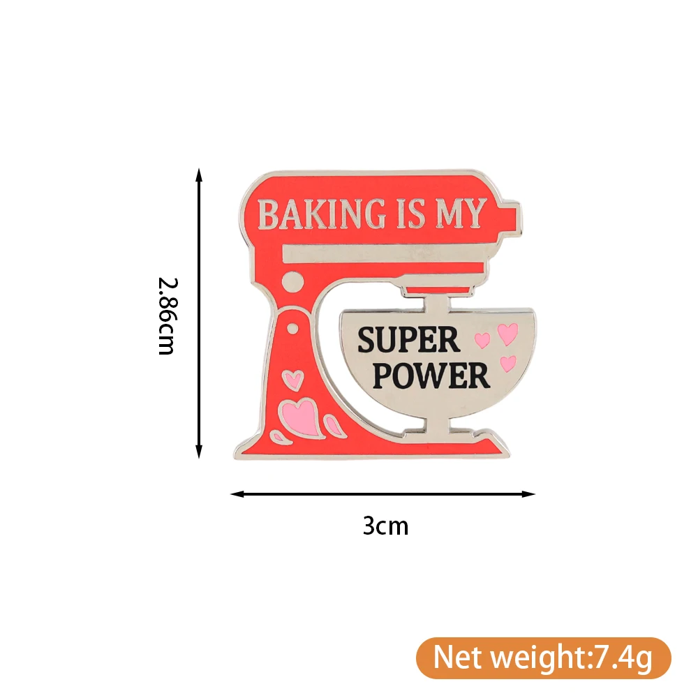 Backen ist meine Superkraft – Emaille-Anstecker mit lustigem Back-Zitat, Koch-Logo, Brosche für Bäcker und Backbegeisterte, Dekoration, Geschenk – Detail 3