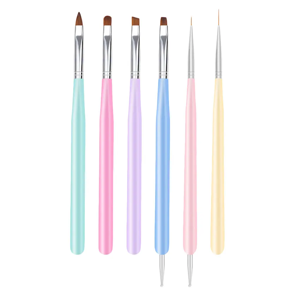 

6pcs Art Pens Reusable Manicure Drawing Tools Various Pen Tips Painting Diy Accessory Durable Gel Pens Creative Design Nail Art