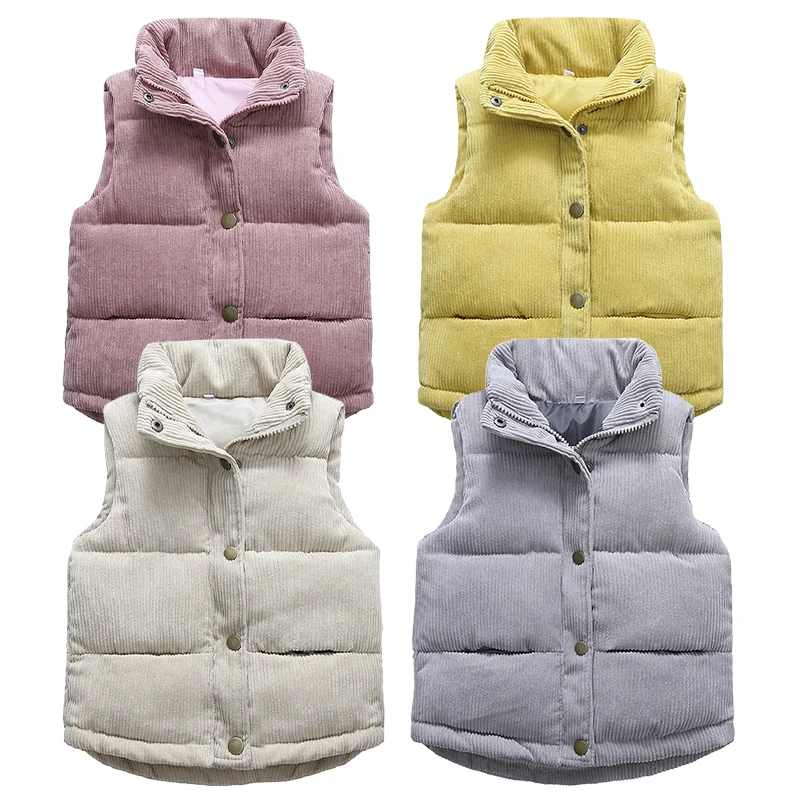 Herbst Winter Kinder Weste Mode Einfarbige Jacke Für 2-10 Jahre Mädchen Jungen Cordweste Mäntel Kinder Oberbekleidung Kleidung