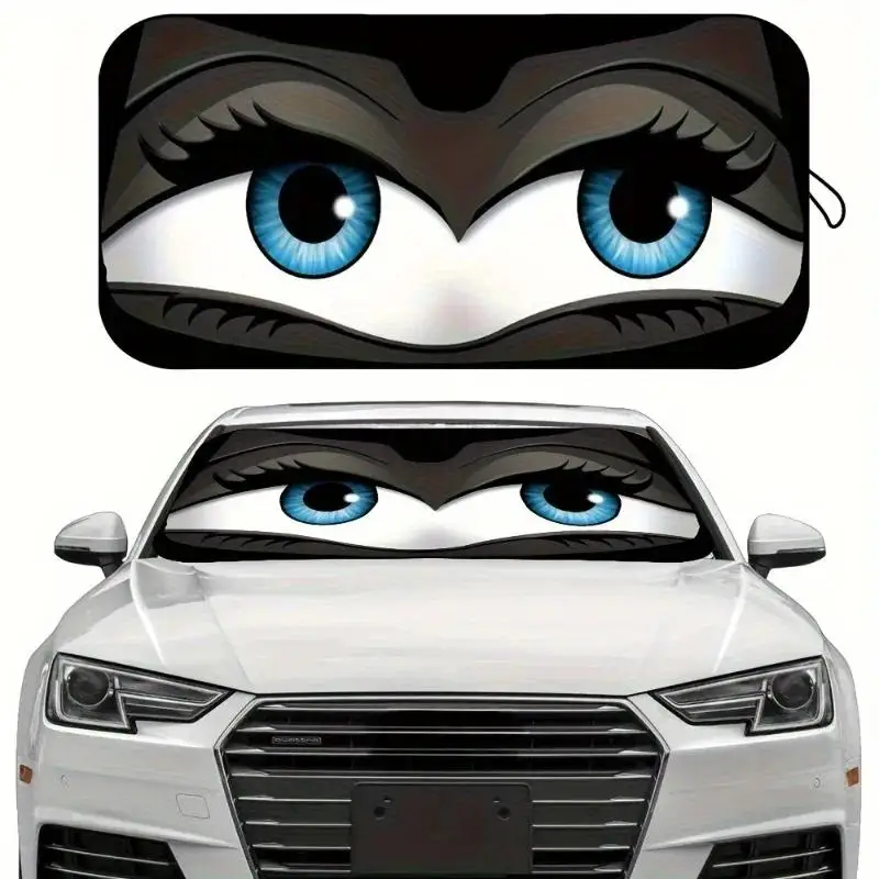 1pc Cartoon Windshield Sun Shade, Foldable Heat Protection Cover for Car Interior, Easy Fold Visor for Most Vehicles
