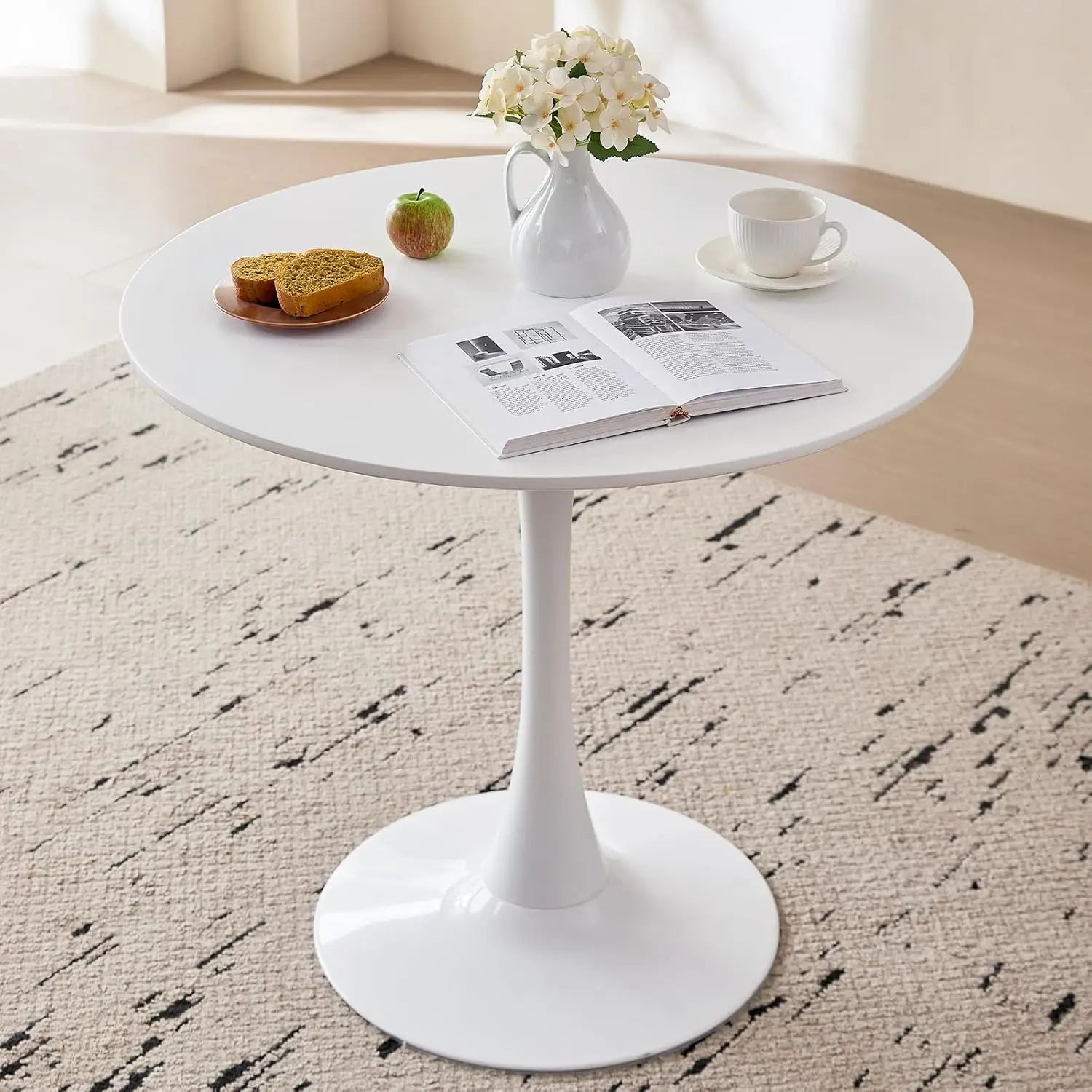 

31.5" Round Dining Table Metal Tulip Pedestal Base Kitchen Dining Living Room Small Space Cafe, Custom