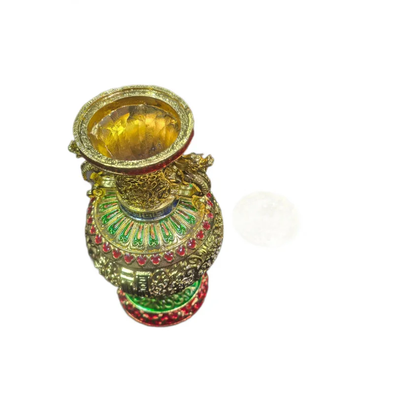 Miscellaneous Antique Items: Double Dragon Bottle with 'Fu' Character, Treasure Box, Copper Gilt Enamel Color Incense Burner wit