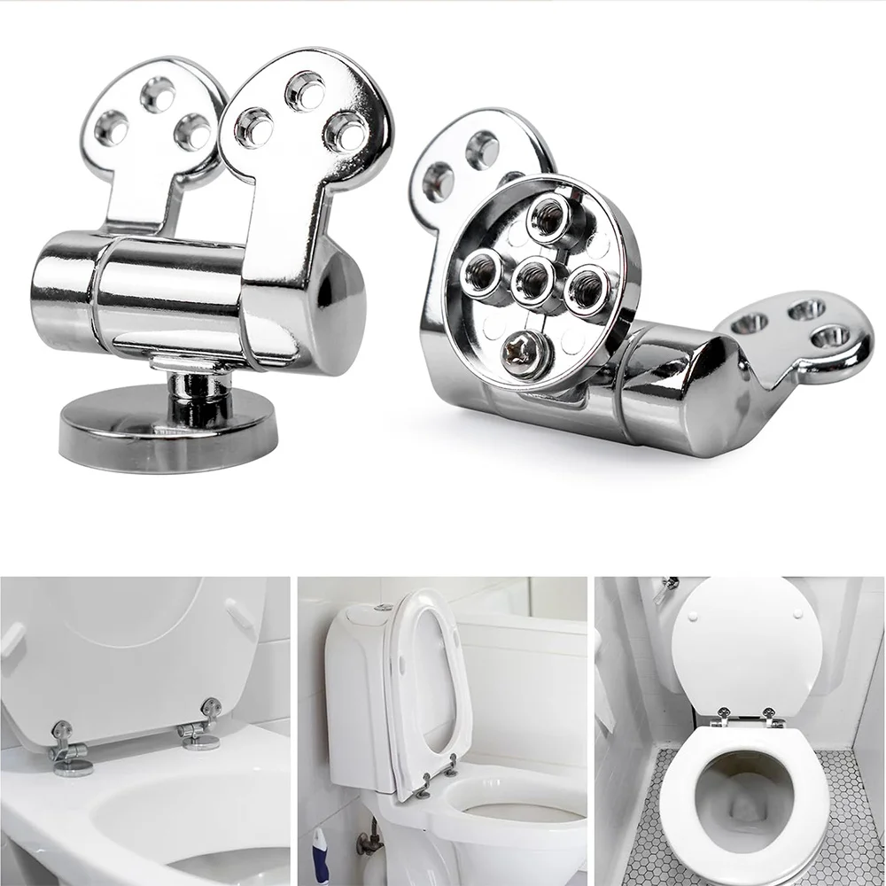 2 cerniere universali in lega di zinco per sedili di WC con meccanismo di chiusura ammortizzata, accessorio per il bagno.