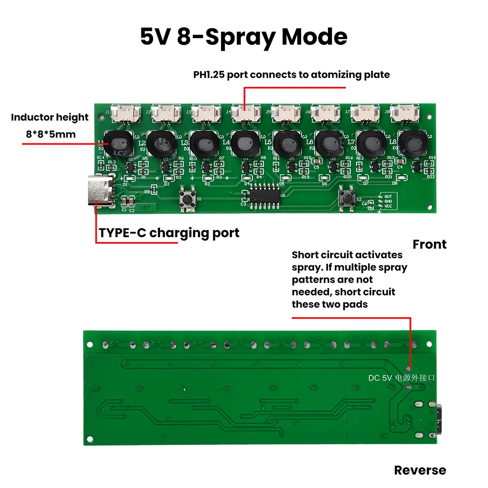 DC 5V 12W Spray Humidifier Module Atomization Control Board Ultrasonic Atomizer Supports Fast Charging Type C Interface image 4